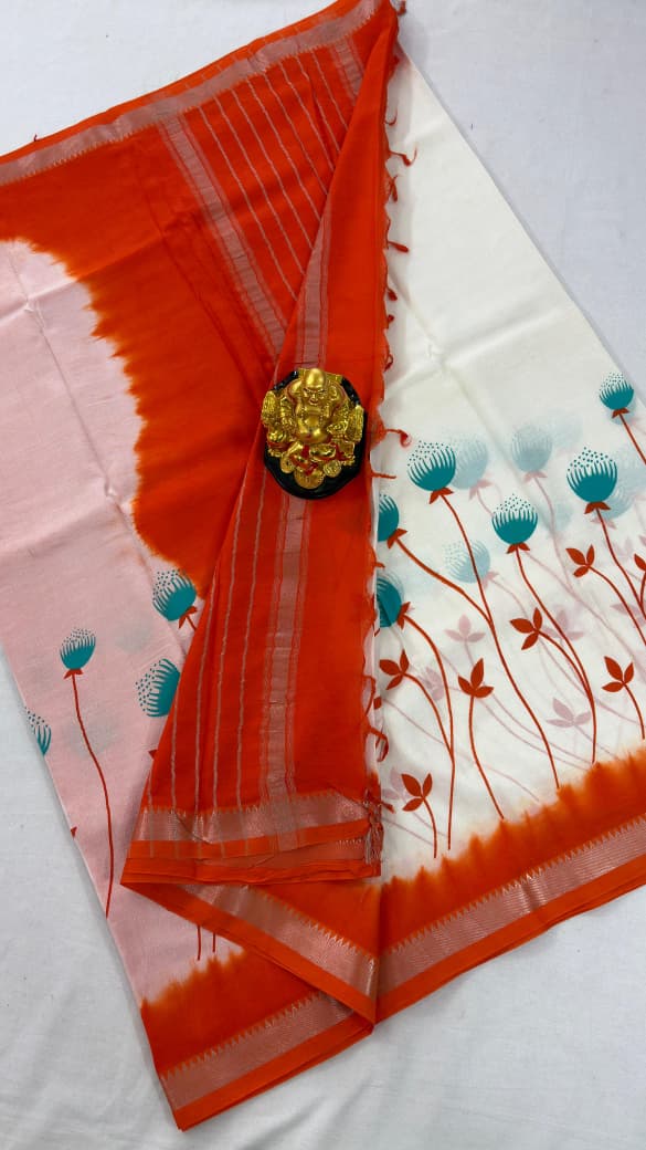 Mangalagiri Pattu Semi Digital Printing Sarees