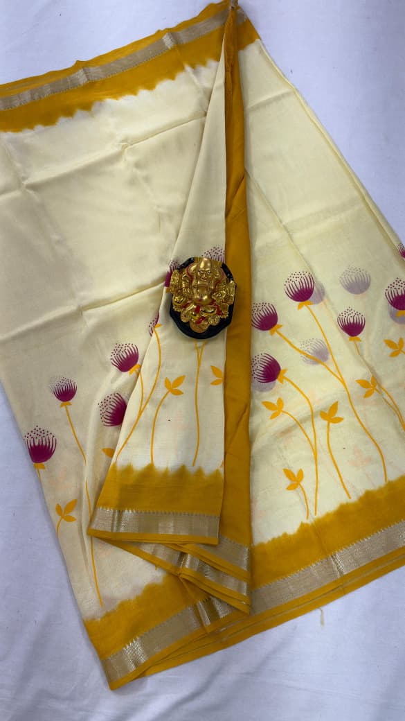 Mangalagiri Pattu Semi Digital Printing Sarees