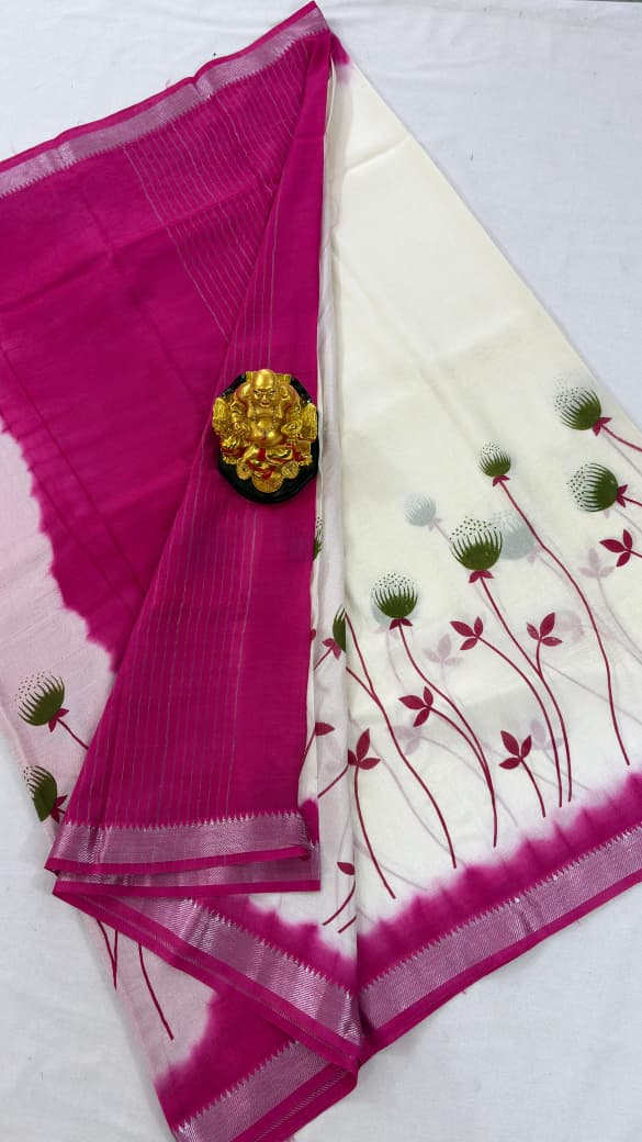 Mangalagiri Pattu Semi Digital Printing Sarees