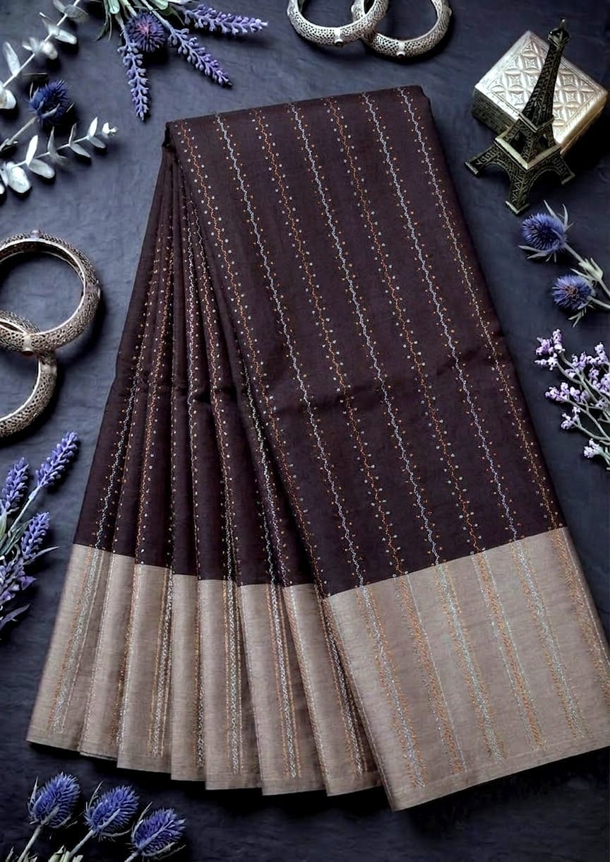 Soft silk saree MSF004 - Dark Brown