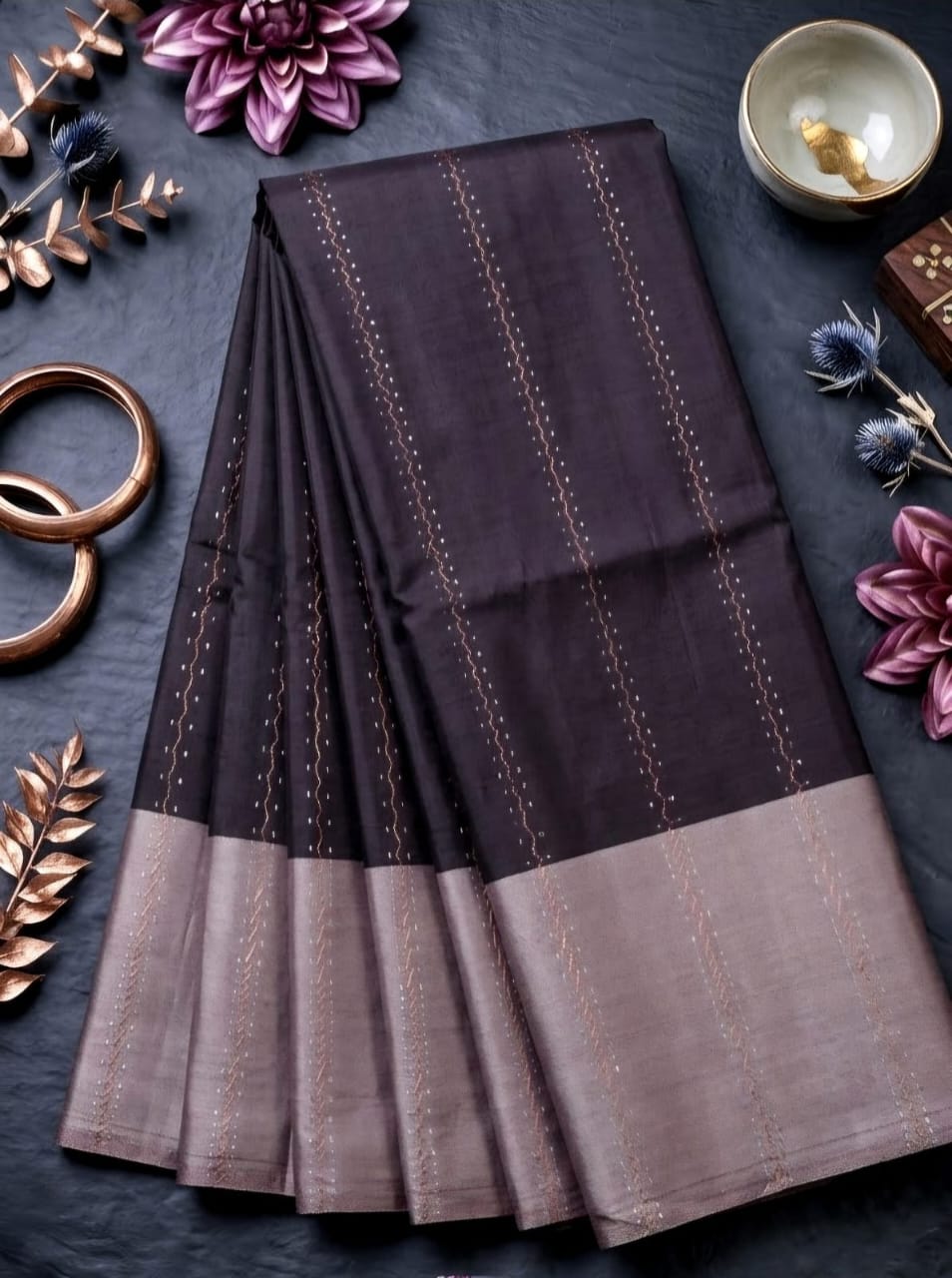 Soft silk saree MSF004 - Snuff color