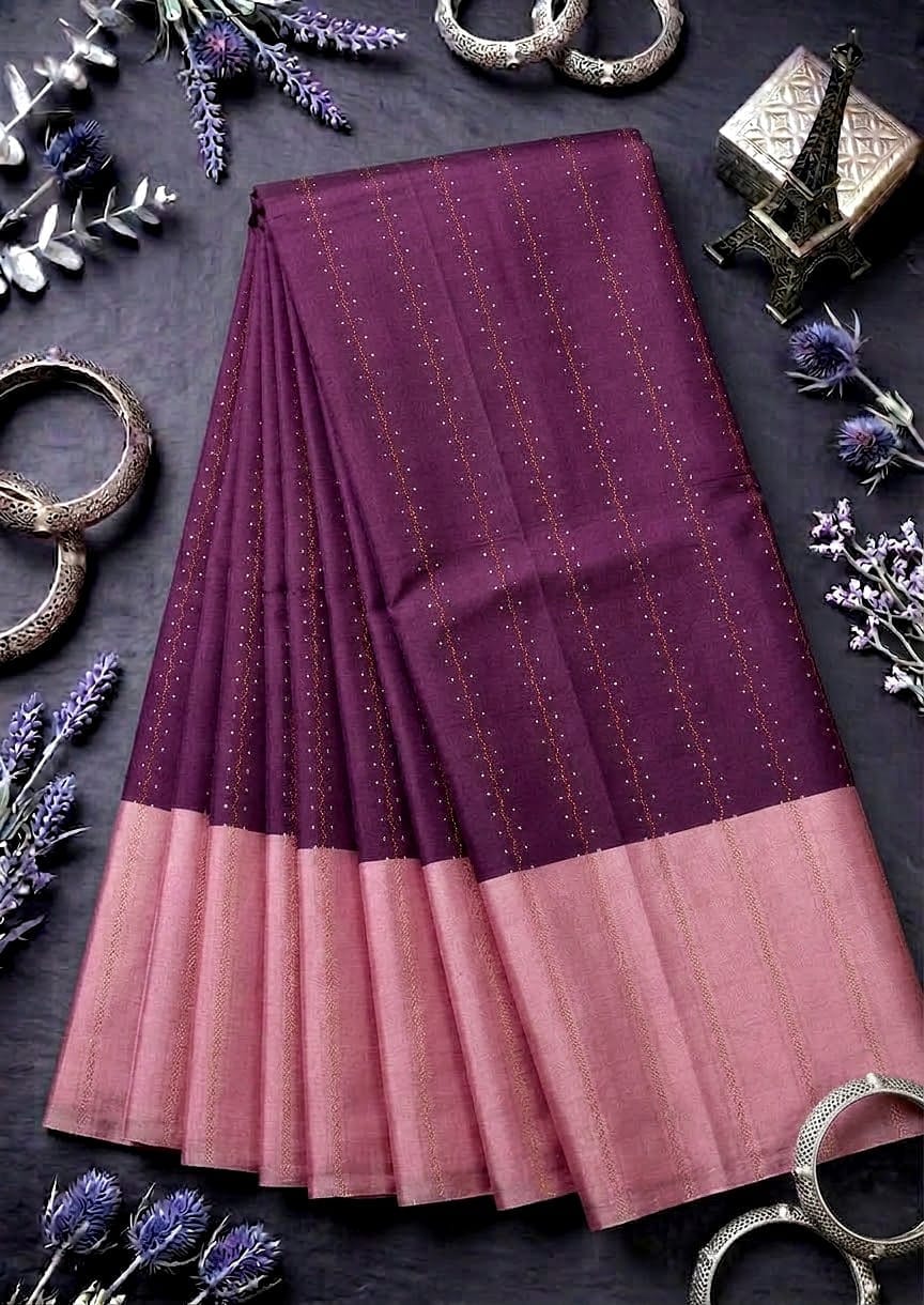 Soft silk saree MSF004 - Wine color
