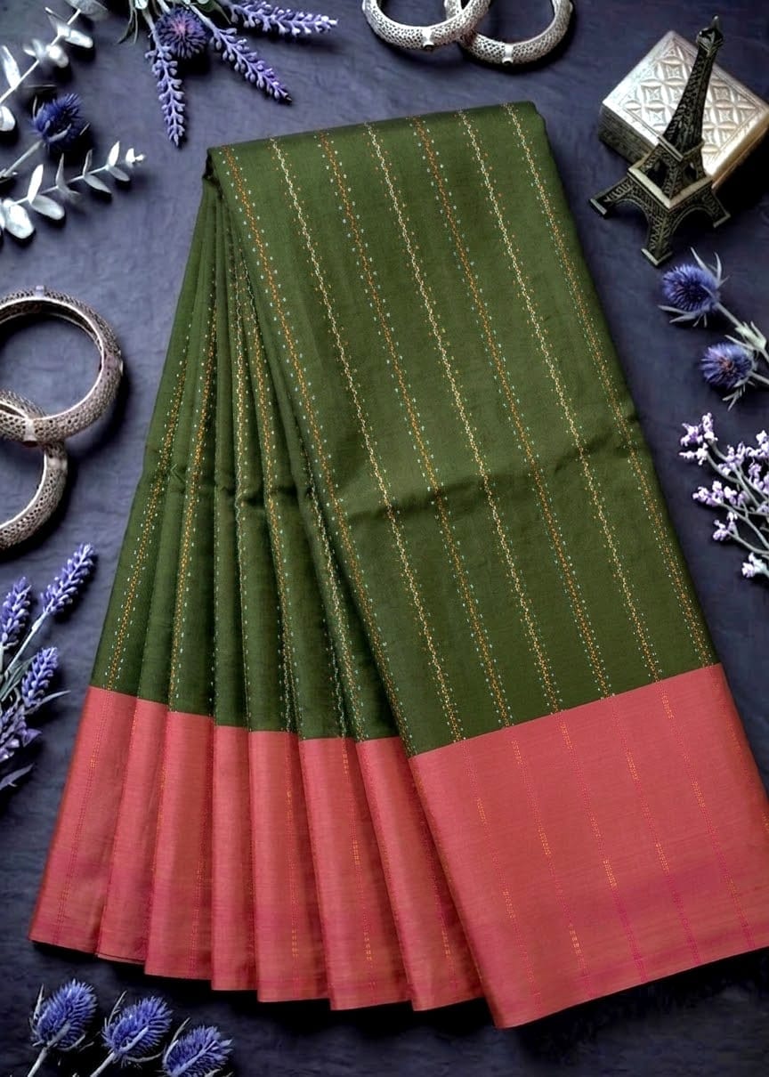 Soft silk saree MSF004 - Mehandi Green