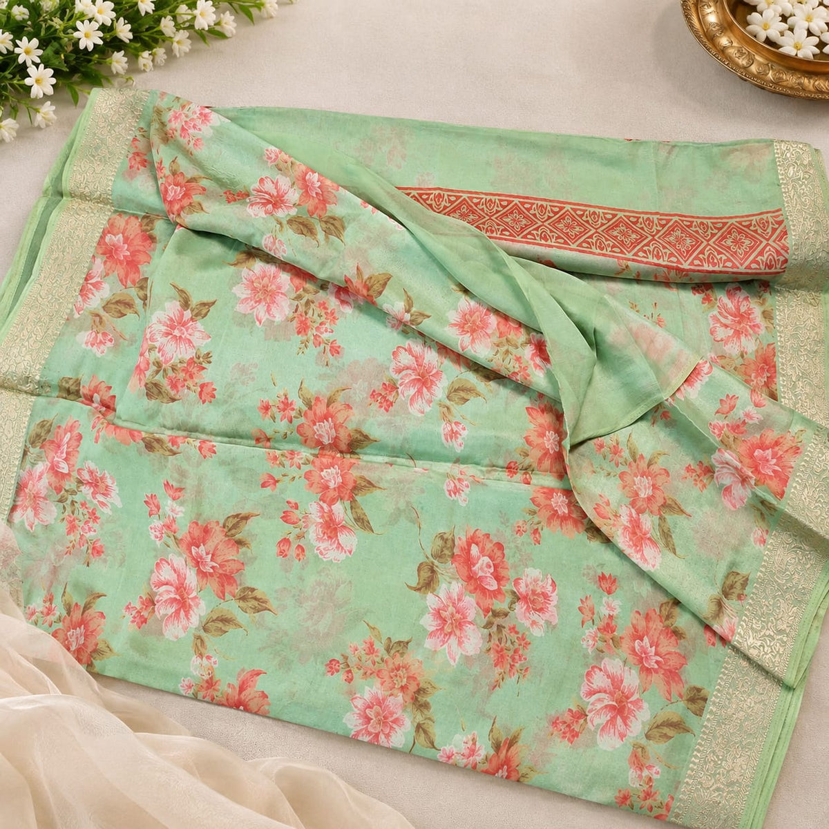 Chinon floral print MSF001 - Pista green
