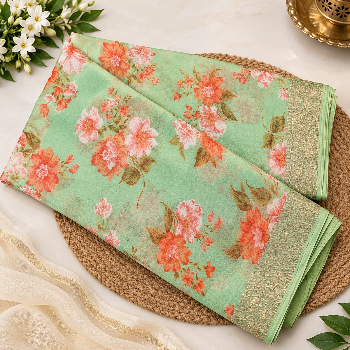 Chinon floral print MSF001 - Pista green