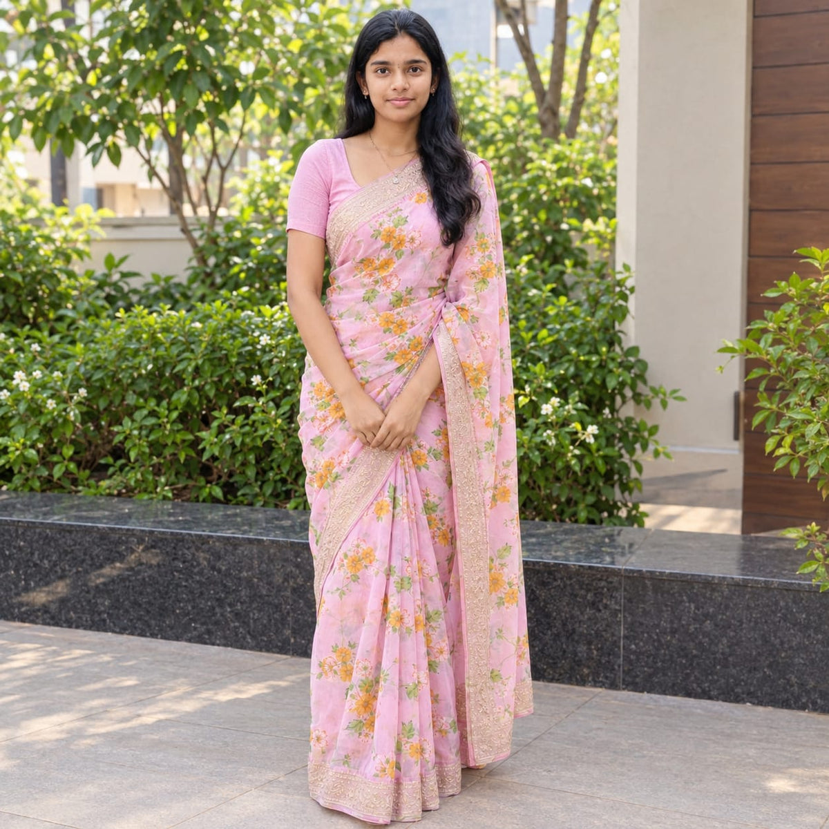 Chinon floral print MSF001 - Baby pink