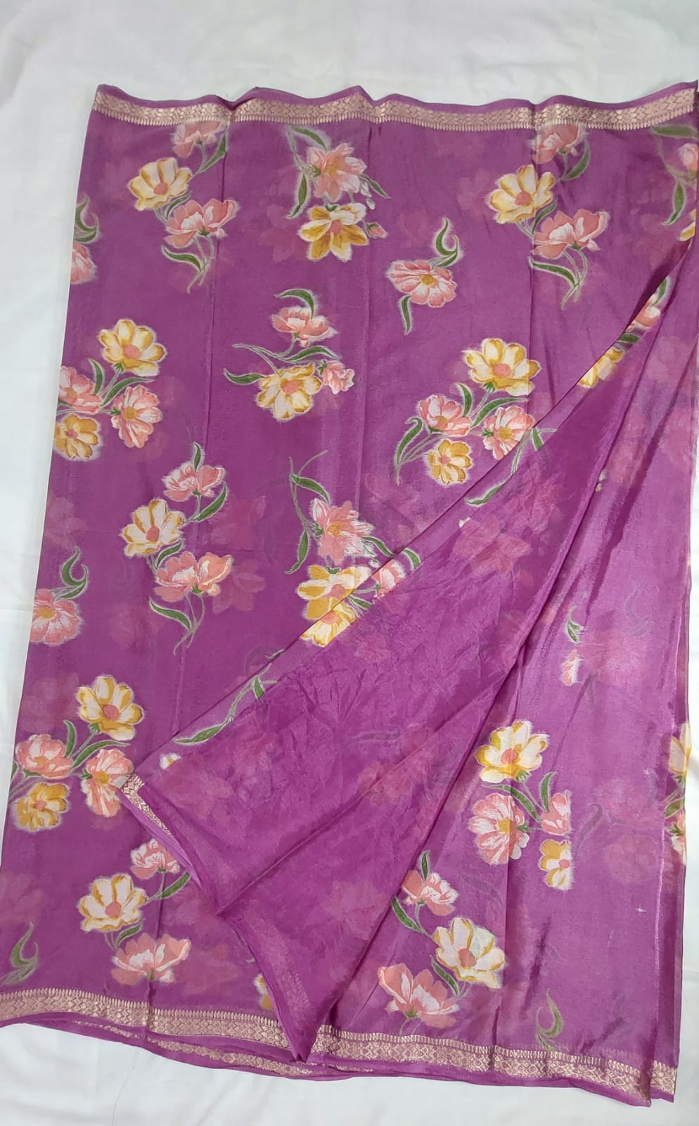 Chinon silk saree MSF006 - Pink