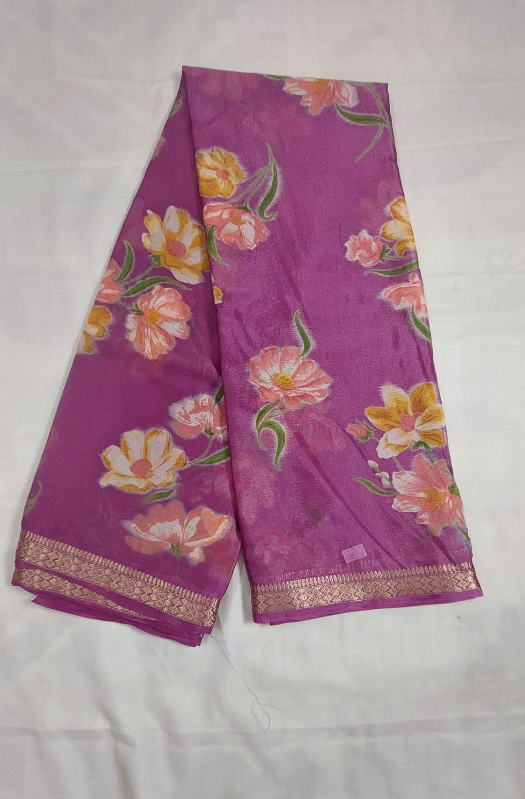 Chinon silk saree MSF006 - Pink
