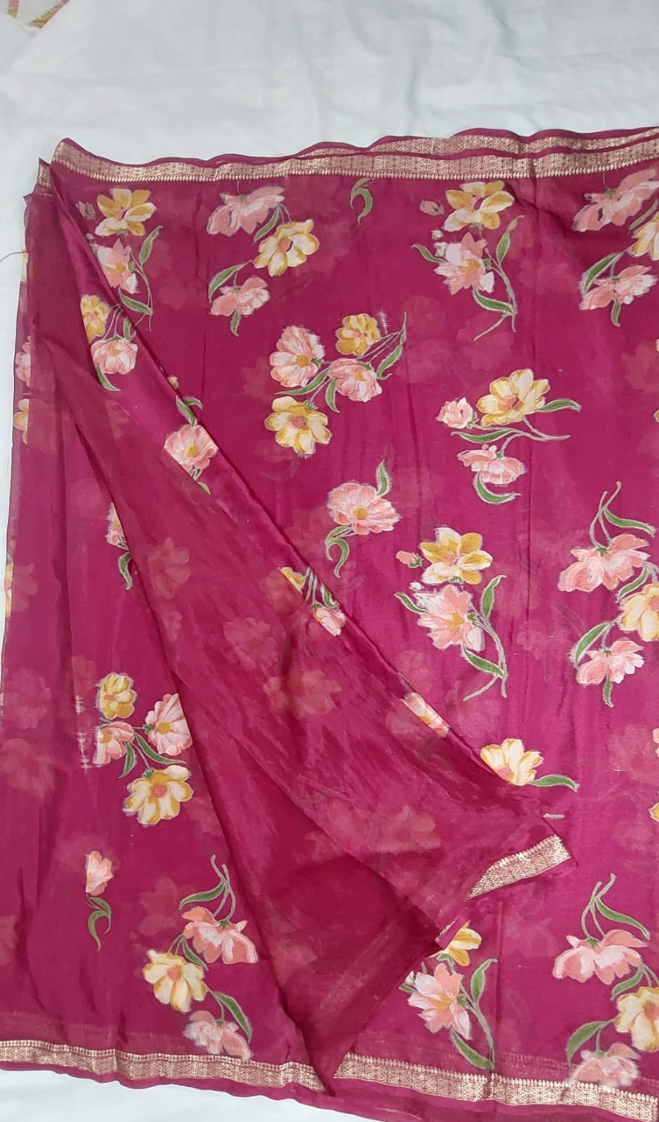 Chinon silk saree MSF006 - Wine