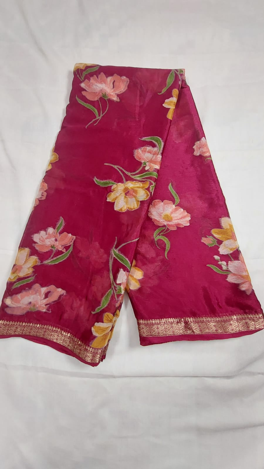 Chinon silk saree MSF006 - Wine