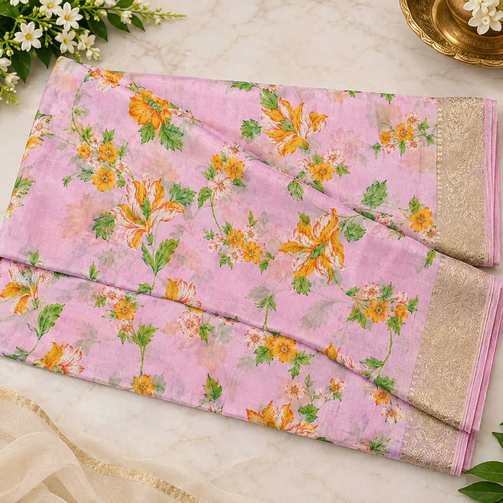 Chinon floral print MSF001 - Baby pink