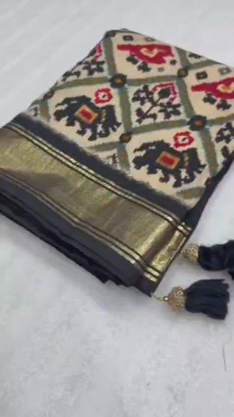 Moonga Crape Patola Silk Sarees